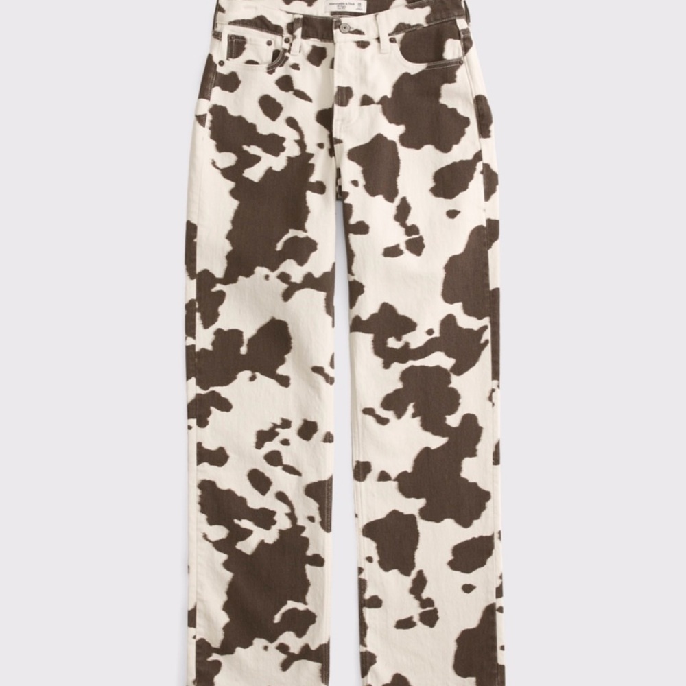 A&F Cow Print Women's low rise baggy Jeans